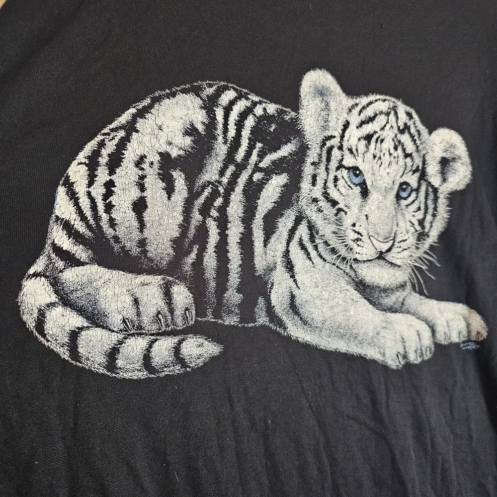 Vintage Kittens Shirt Womens Large Tiger Cub Graphic Long Sleeve 90s USA
